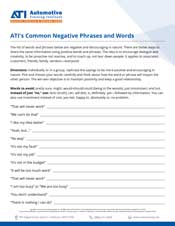 ATI's Common Negative Words and Phrases
