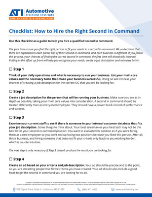 ATI's How to Hire the Right Second in Command Checklist